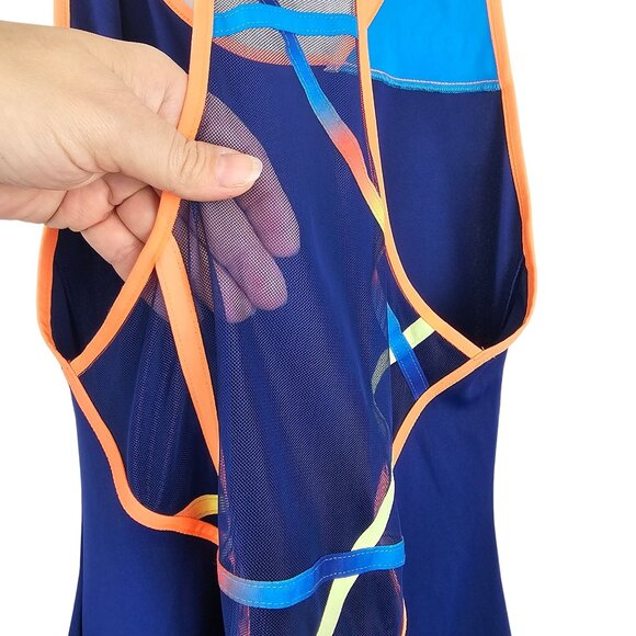 Athleisure Workout Comfy Running Tennis Dress Adidas S Blue Orange Geometric Top - Picture 5 of 14